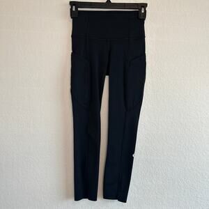 Lululemon Fast and Free High-Rise Crop Black Sz 2